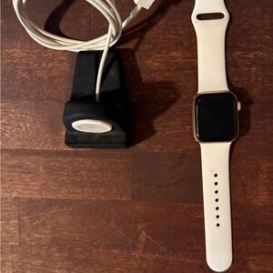 Apple Smartwatch with Cream Band and Gold Case